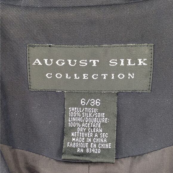 August Silk Jacket Women 6 Black 100% Silk Lightweight Button Front Pockets - Picture 5 of 14